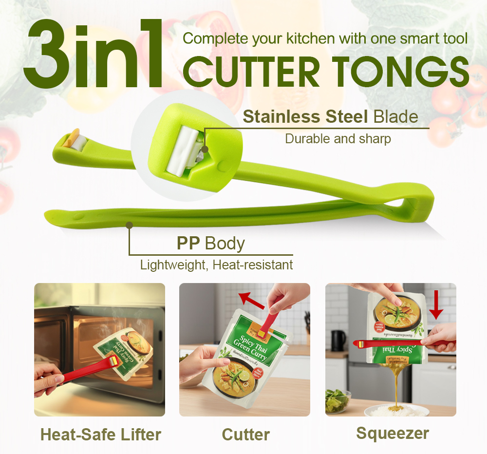new 3-in-1 cutter tongs: innovative multi-function tool for modern kitchens