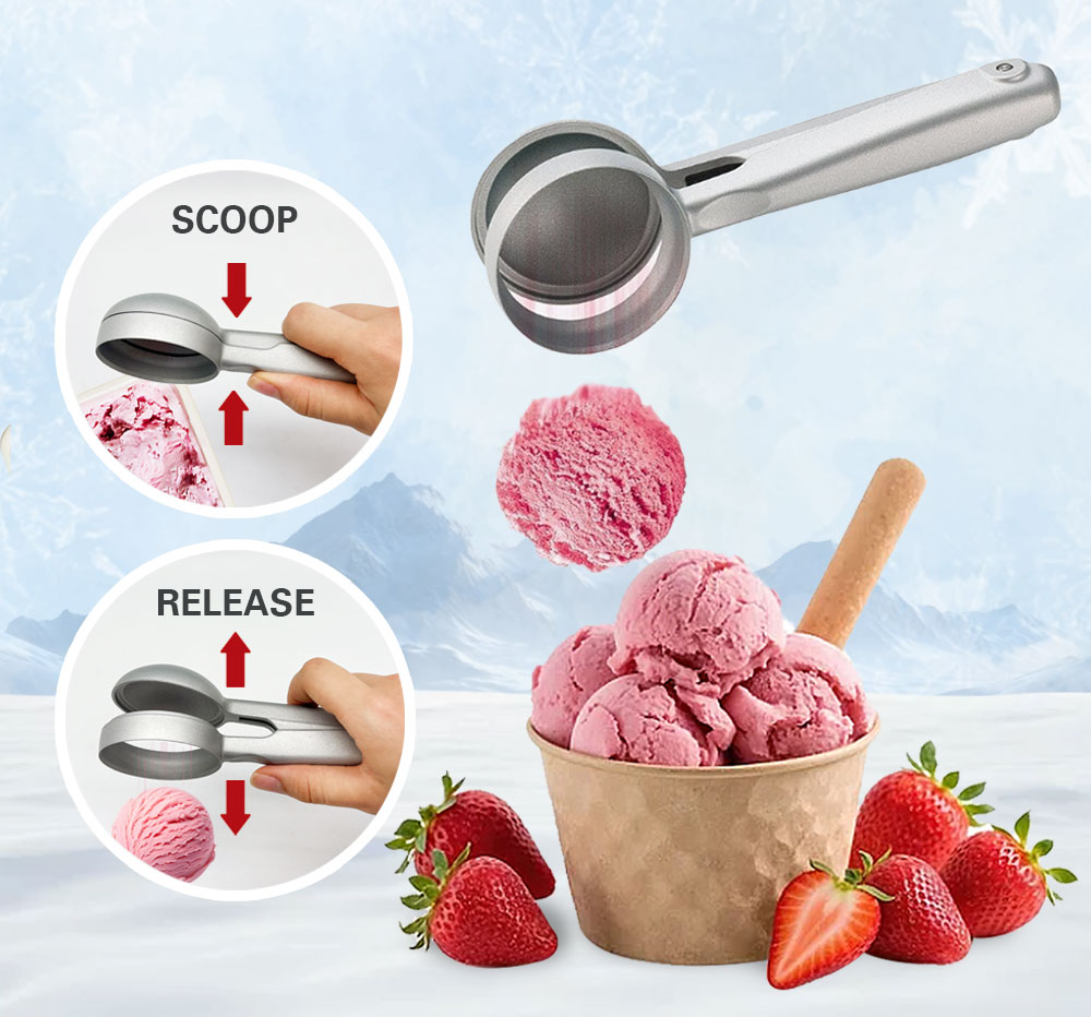 Premium Ice Cream Scoop – Non-Stick Aluminum, One-Press Release, Made in Taiwan
