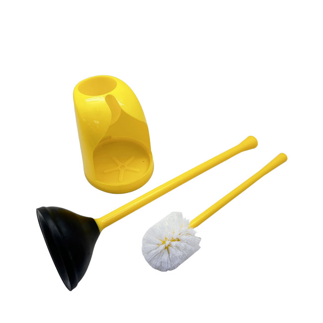 Yellow Toilet Brush and Plunger Set with Holder | Bright Bathroom Cleaning Combo