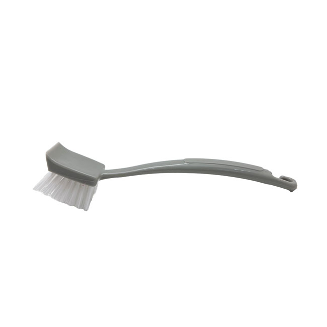 Gray Pot & Dish Brush with Long PP Handle | PVC Bristle Kitchen Scrub