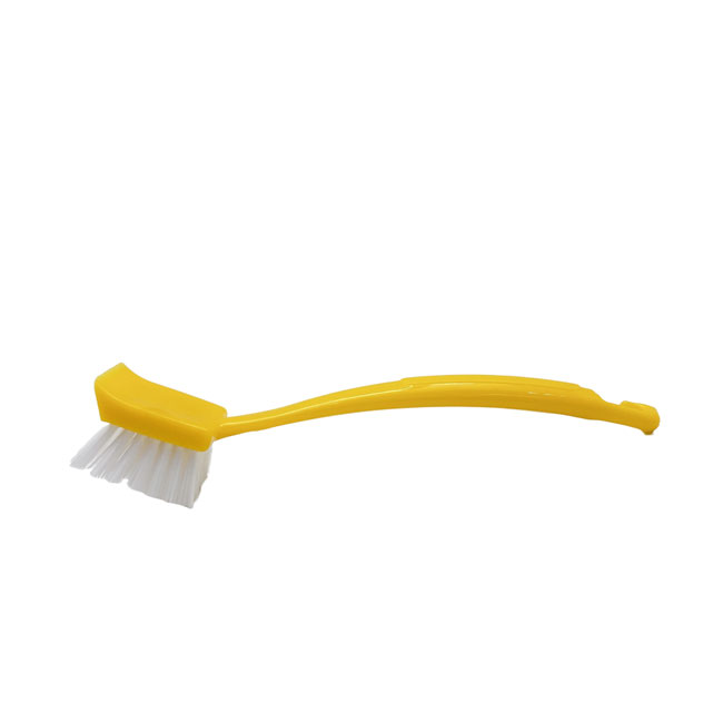 Yellow Pot & Dish Brush with Long PP Handle | PVC Bristle Kitchen Scrubber