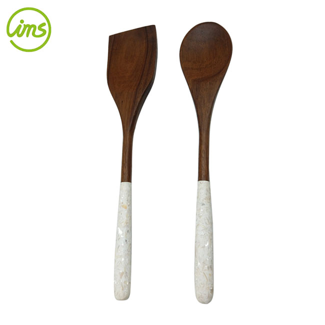 Wooden Turner Set with Artificial Stone Handle – Shell Scrap Kitchen Utensils