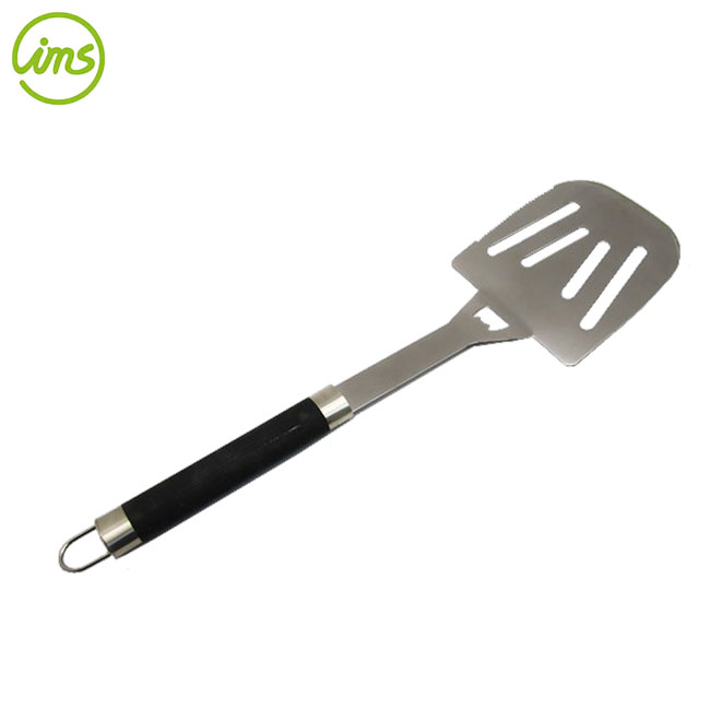 large flat bbq turner stainless steel grill spatula with heat-resistant handle