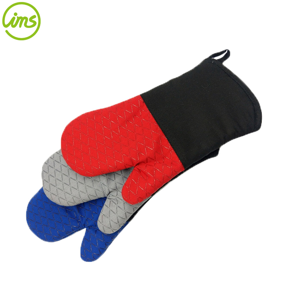 wholesale heat resistant cotton oven mitt with silicone print – bbq baking glove