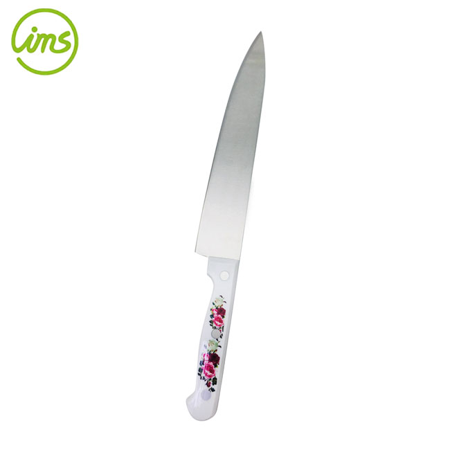 8 Inch Stainless Steel Chef Knife with Floral Handle Decal – Custom Logo Available